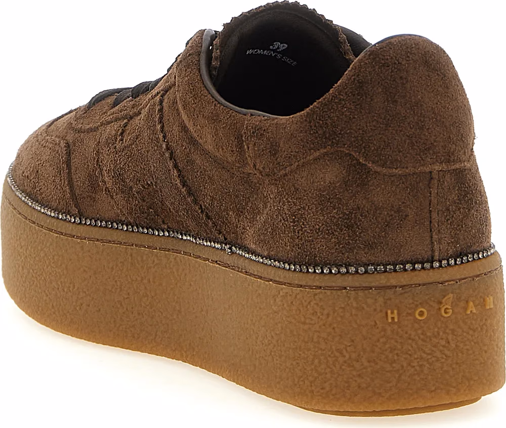 Hogan Brown Calfskin Platform Sneakers