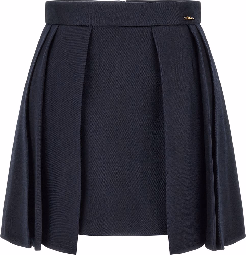 Elisabetta Franchi Blue Virgin Wool Long Skirt