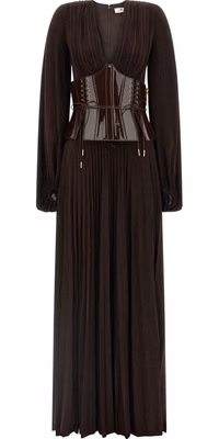 Brown Viscose Long Dress