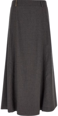 Gray Virgin Wool Midi Skirt