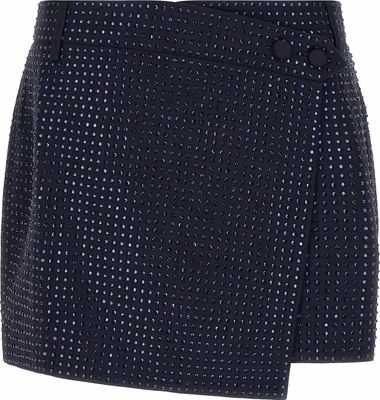 Blue Polyester Long Skirt