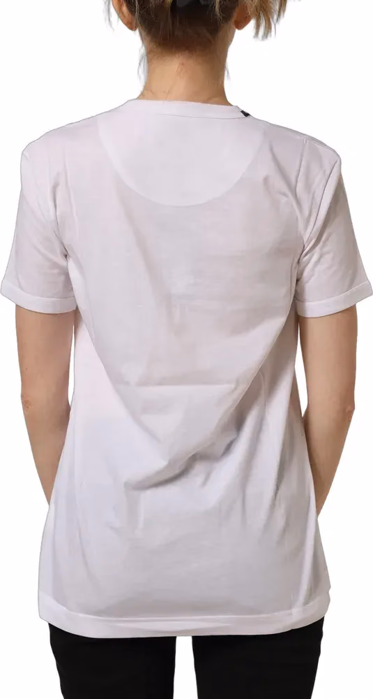 Dolce & Gabbana White Cotton Crew Neck Short Sleeves T-shirt