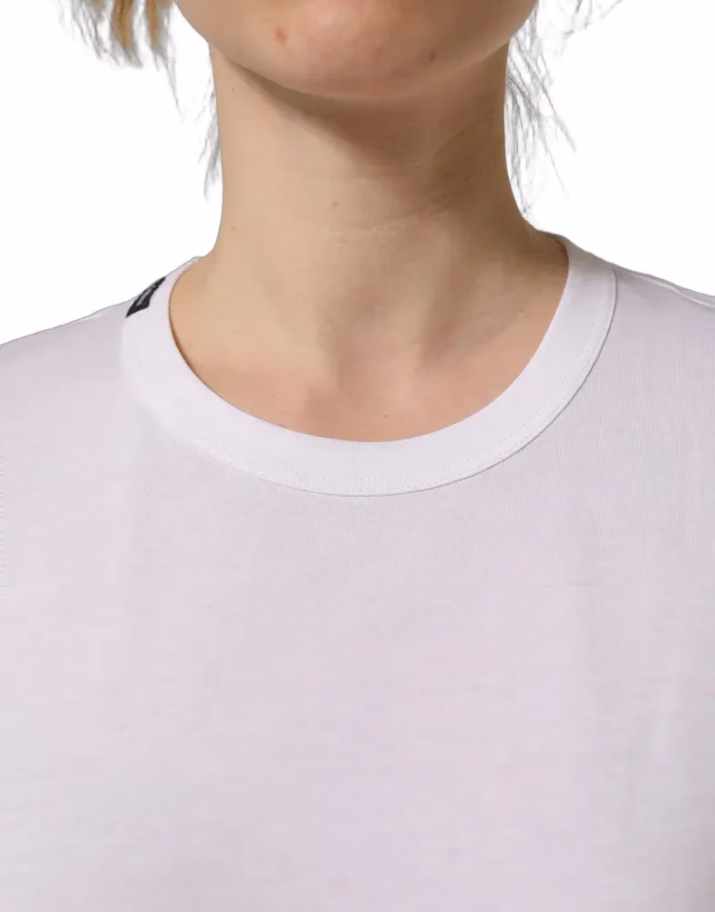 Dolce & Gabbana White Cotton Crew Neck Short Sleeves T-shirt