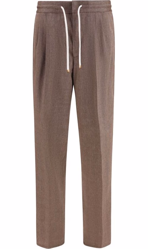 Brunello Cucinelli Brown Linen Casual Pants