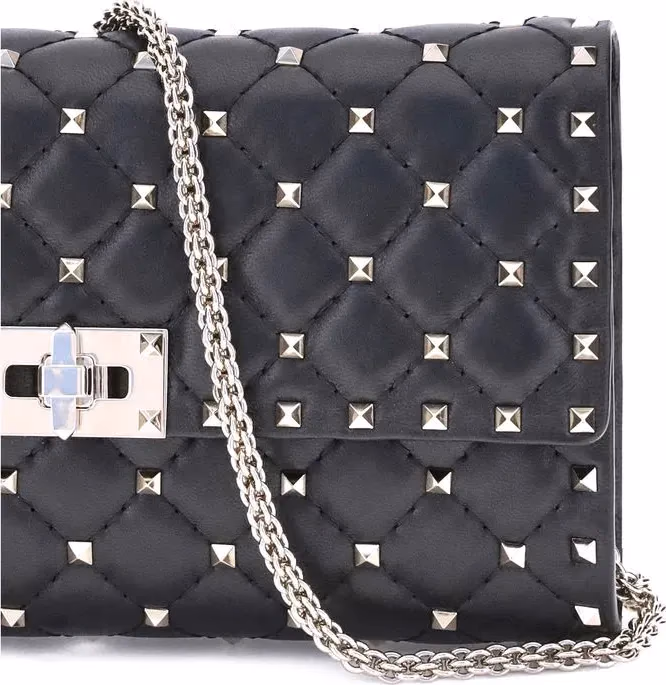 Valentino Garavani Black Calf Leather Bos Taurus Shoulder Bag