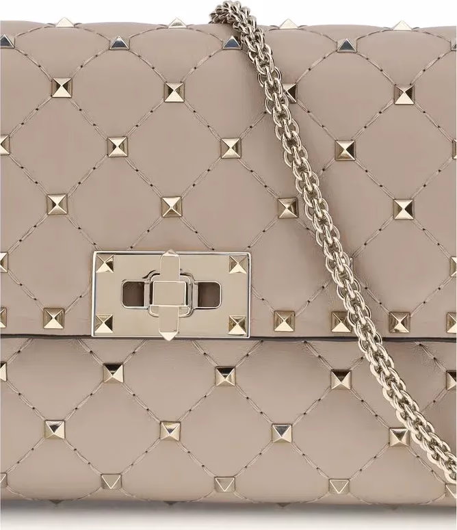 Valentino Garavani Beige Calf Leather Bos Taurus Shoulder Bag
