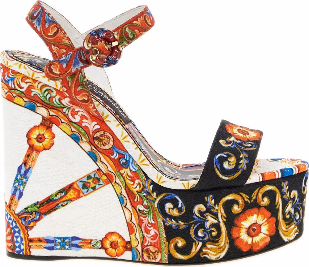 Dolce & Gabbana Multicolor Viscose Wedge Sandals