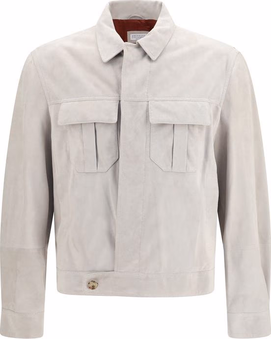 Brunello Cucinelli Beige Leather Leather Jacket