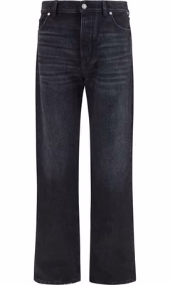Black Cotton Straight-Leg Jeans
