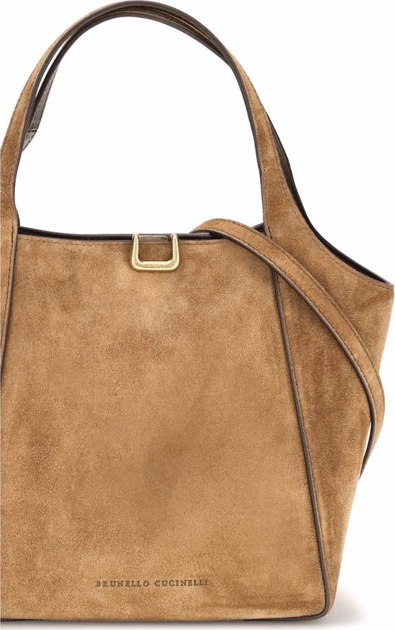 Brunello Cucinelli Beige Calf Leather Bos Taurus Backet Bag