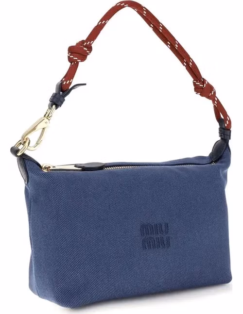 Miu Miu Blue Cotton Shoulder Bag