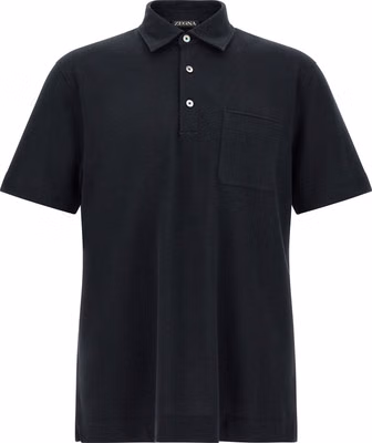 Blue Cotton Polo Shirt