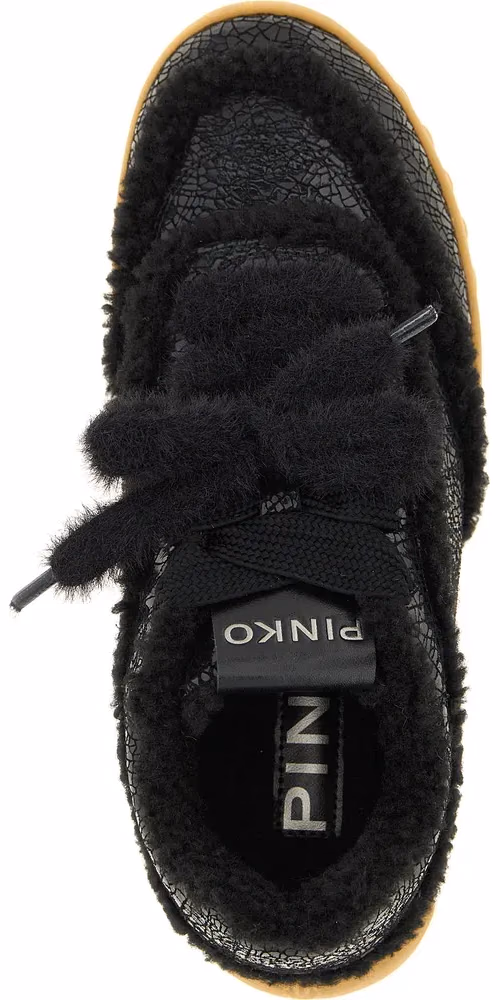 PINKO Black Cowhide Chunky Sneakers