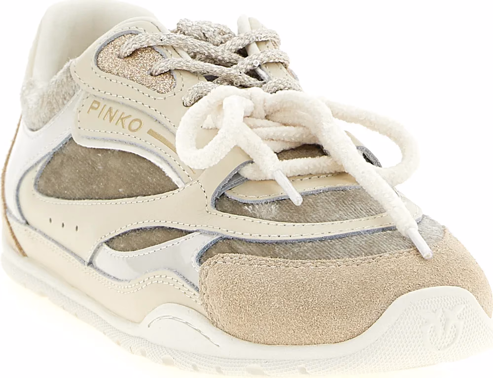 PINKO White Leather Low Top Sneakers