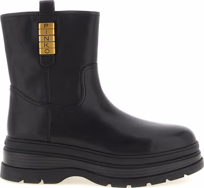 Black Cowhide Ankle Boots