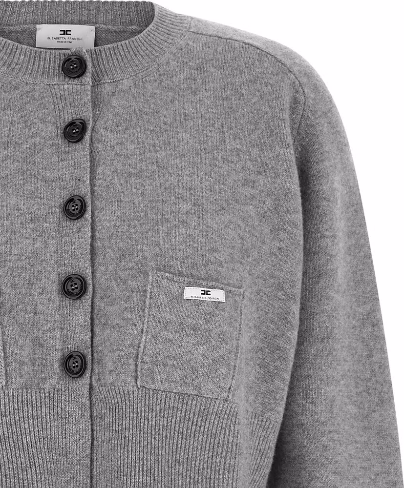Elisabetta Franchi Gray Wool Cardigan