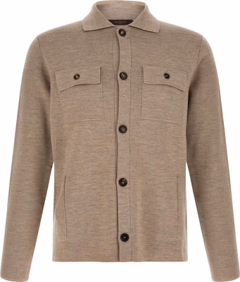 Beige Virgin Wool Cardigan