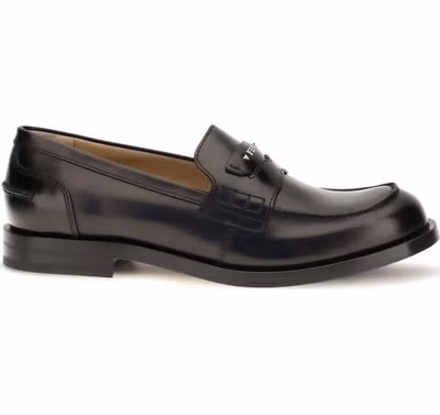 Black Calf Leather Bos Taurus Slip-On Loafers