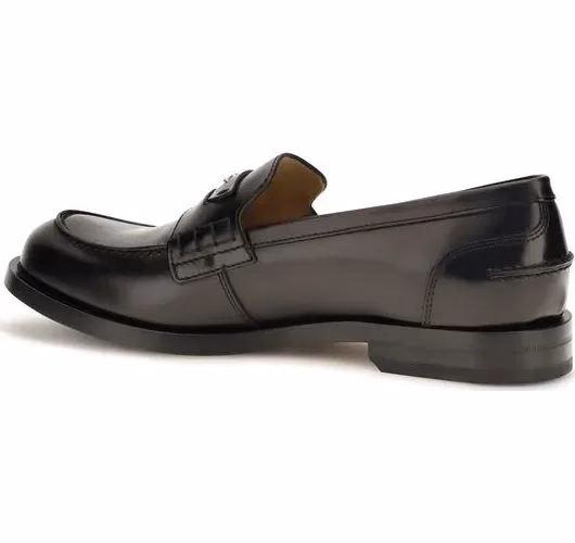 Fendi Black Calf Leather Bos Taurus Slip-On Loafers