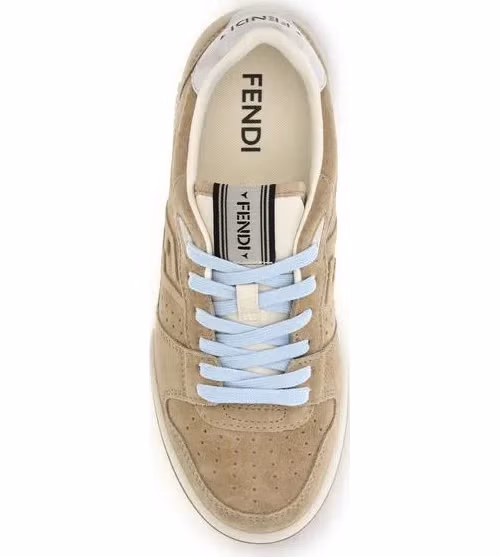 Fendi Beige Suede Leather Sneakers