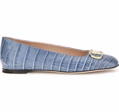 Blue Calf Leather Bos Taurus Ballet Flats