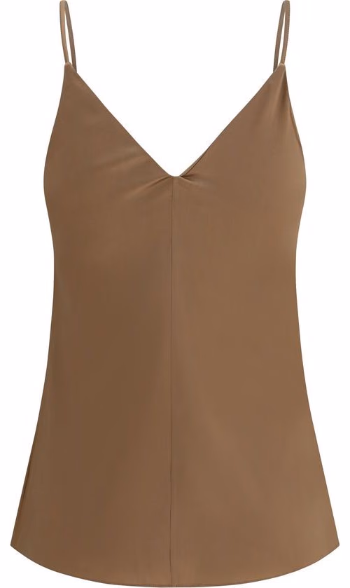 Brunello Cucinelli Brown Silk Sleeveles T-Shirt