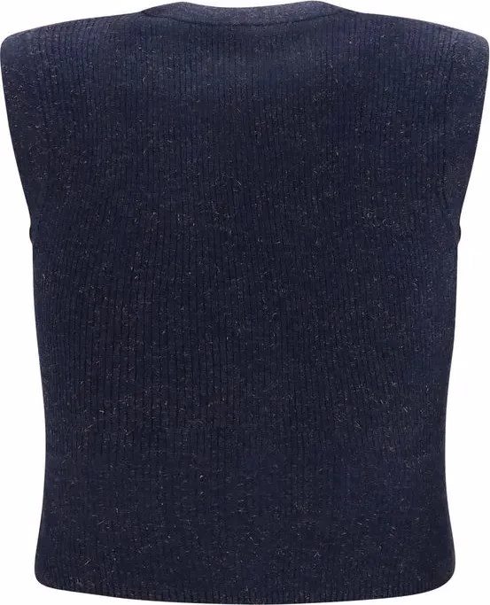 Brunello Cucinelli Blue Cashmere Sleeveles Sweater