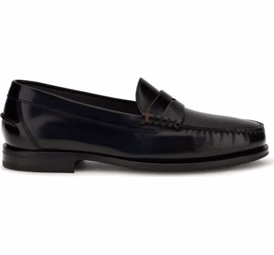 Black Calf Leather Bos Taurus Slip-On Loafers