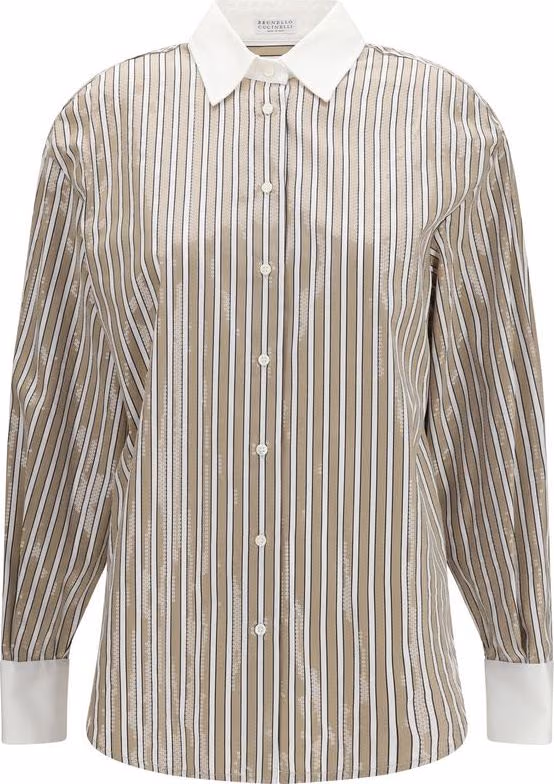 Brunello Cucinelli Beige Cotton Pattern Shirt