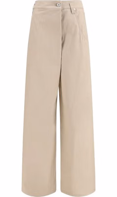 Beige Cotton Casual Pants