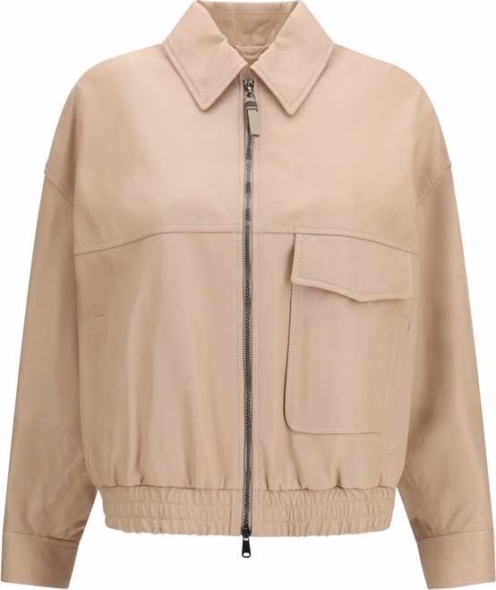 Brunello Cucinelli Beige Leather Leather Jacket
