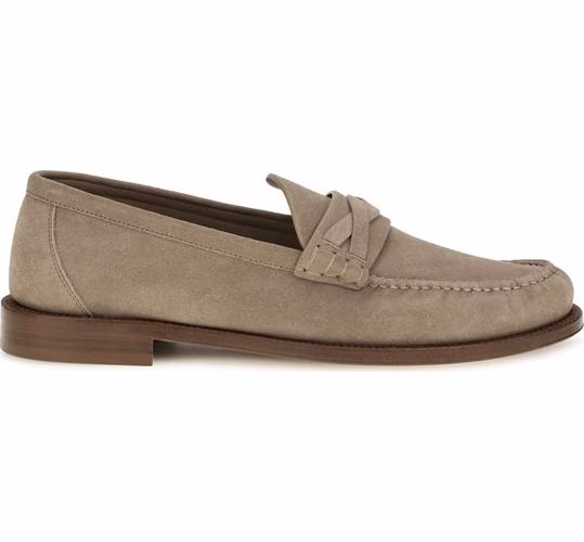 Brunello Cucinelli Beige Suede Leather Slip-On Loafers