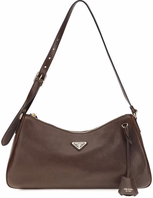 Prada Brown Calf Leather Bos Taurus Shoulder Bag