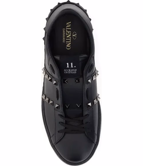 Valentino Garavani Black Calf Leather Bos Taurus Sneakers