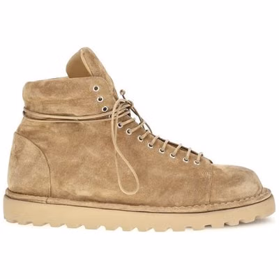 Beige Suede Leather Lace-Up Boots