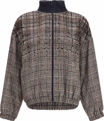 Beige Polyamide Full-Length Jacket