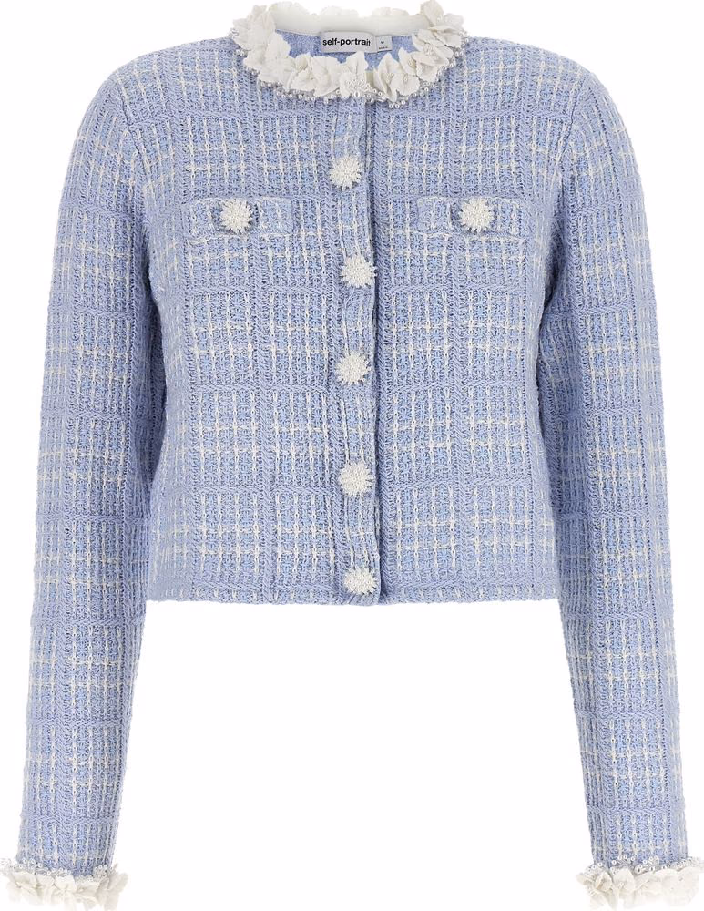 Self-Portrait Blue Cotton Full-Length Jacket