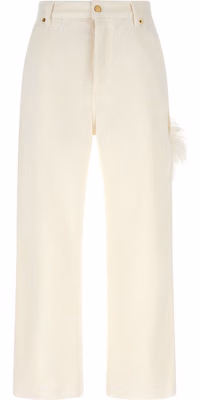 White Cotton Casual Pants