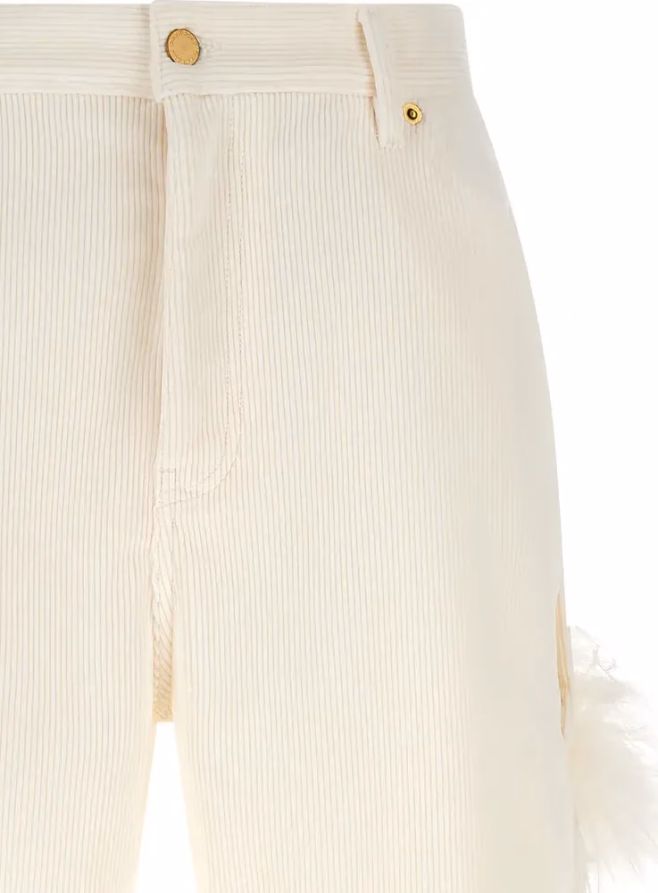 Darkpark White Cotton Casual Pants
