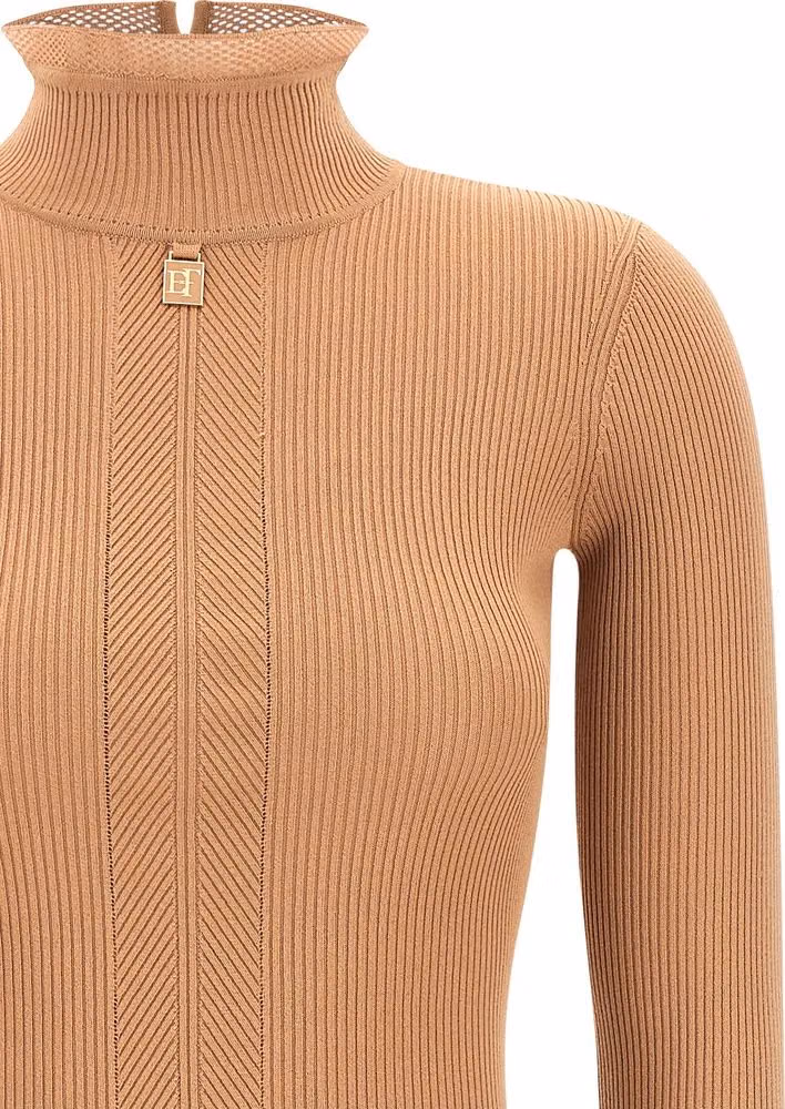 Elisabetta Franchi Beige Viscose Midi Dress
