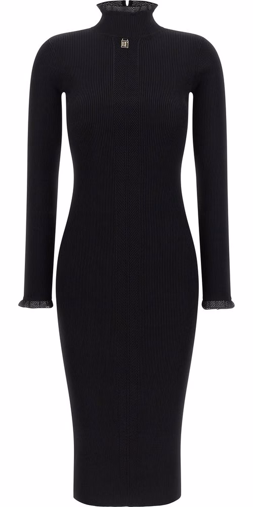 Elisabetta Franchi Black Viscose Midi Dress
