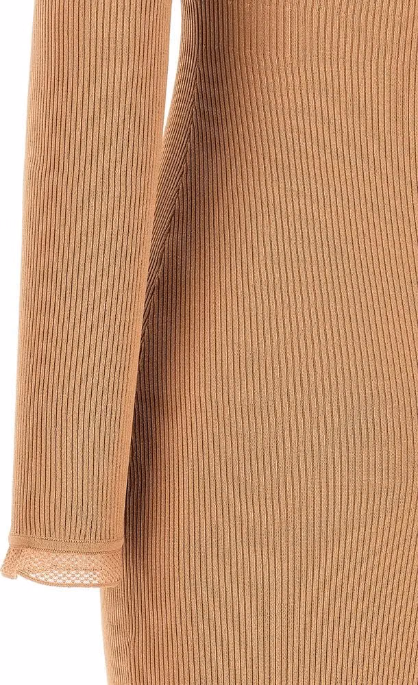 Elisabetta Franchi Beige Viscose Midi Dress