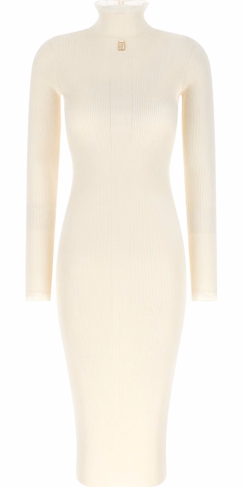 Elisabetta Franchi White Viscose Midi Dress