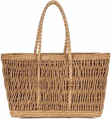 Beige Raffia Shoulder Bag