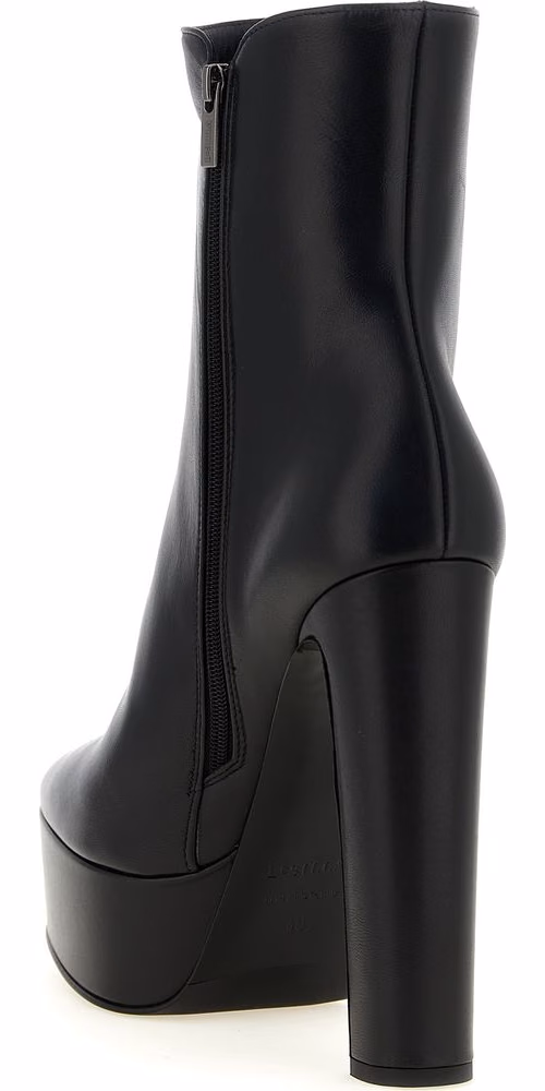 LE SILLA Black Lamb Leather Ankle Boots