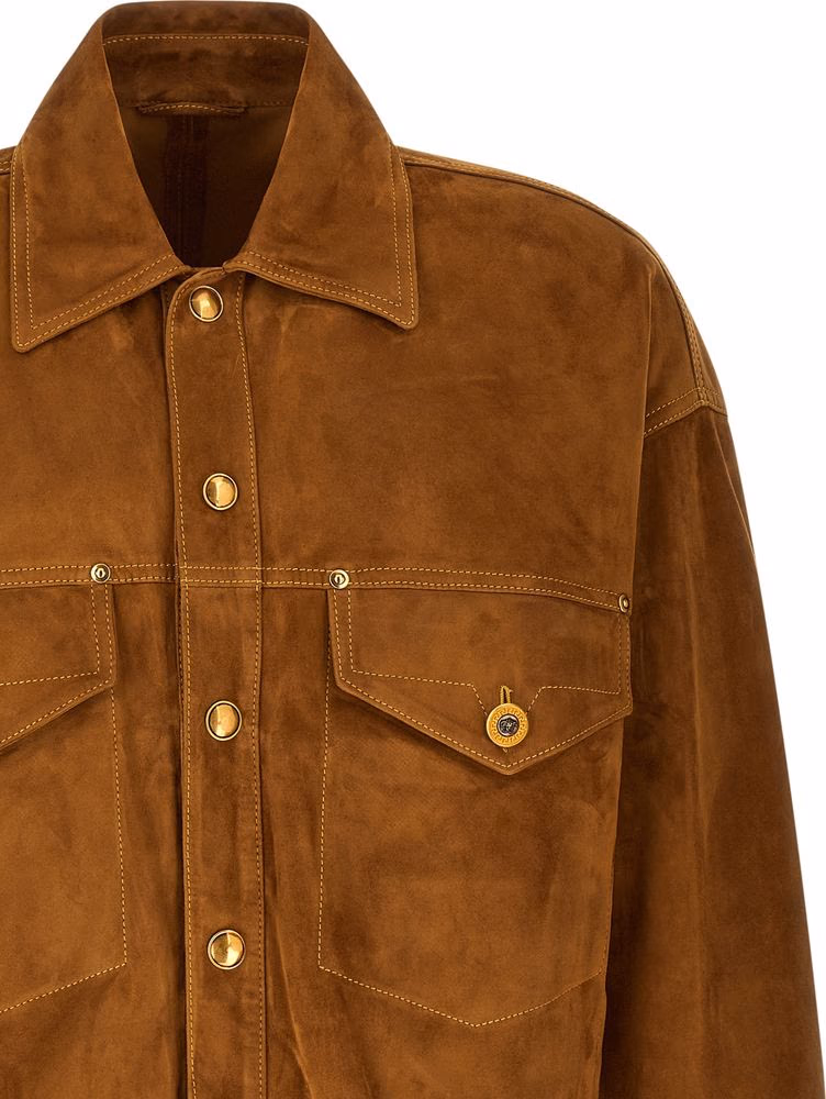 Versace Brown Lamb Leather Leather Jacket