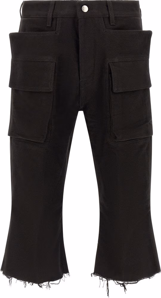 Rick Owens Black Cotton Cargo Pants
