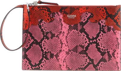 Fuchsia Polyester Clutch Bag