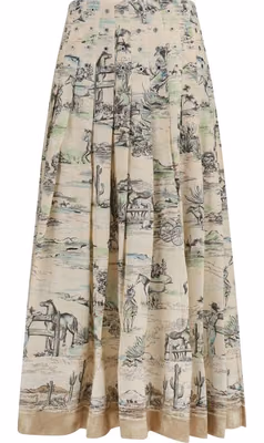 Beige Linen Midi Skirt