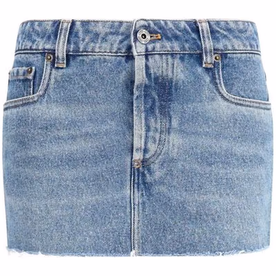 Blue Cotton Mini Skirt